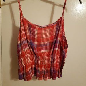 SO Red Plaid Spaghetti Strap Crop Top NWT